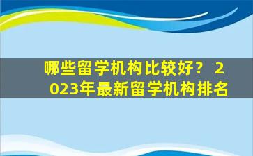 哪些留学机构比较好？ 2023年最新留学机构排名